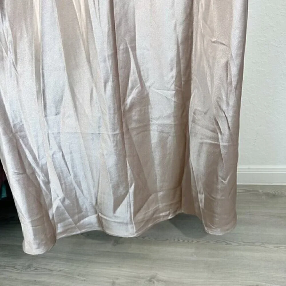 Birdy Grey Jesse Kimono Shiny Satin Flutter Sleeve Bridesmaid Dress Taupe Medium - Picture 6 of 11